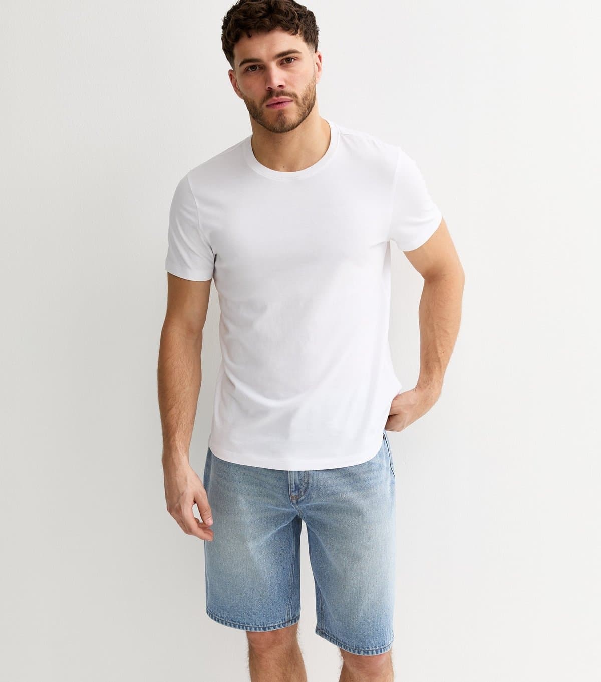New Look Men's Light Blue Wash Denim Bermuda Shorts New Look