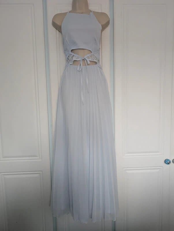 ASOS ASOS Design halter cowl neck lace tie waist pleat midi dress size 10