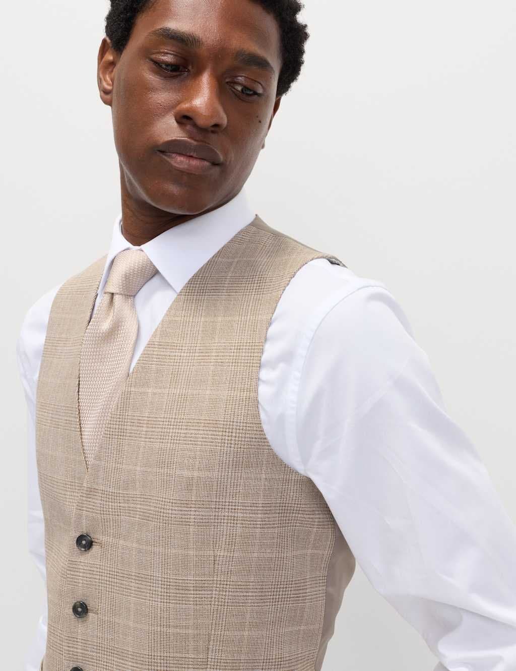 Marks & Spencer M&S Regular Fit Check Waistcoat Neutral