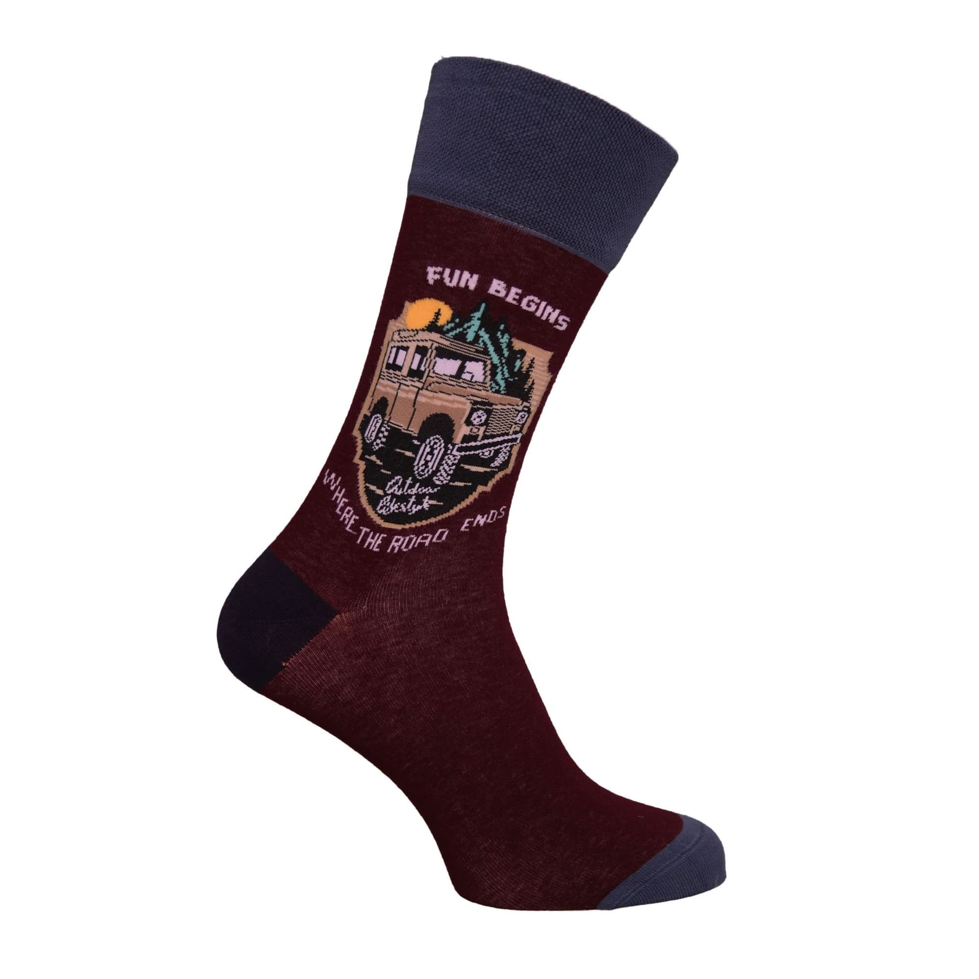 Simply Essentials Simply Essentials Men's Toys Safari Truck Socks in Plum