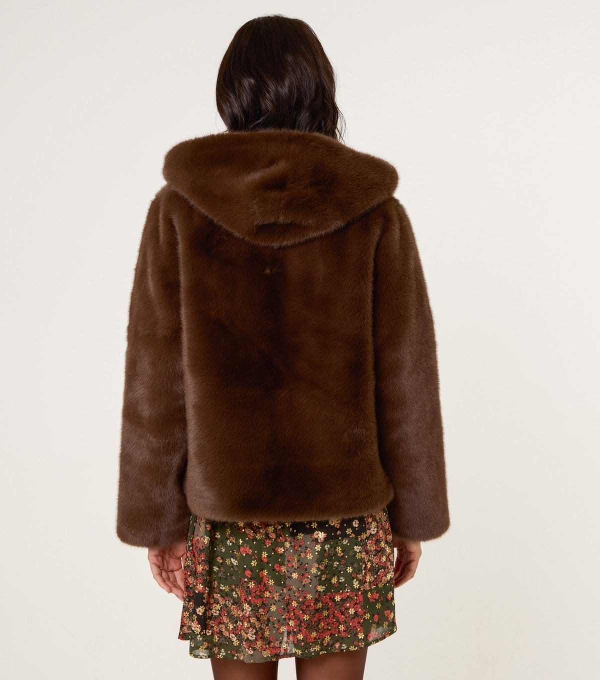 Blue Vanilla Women's Brown Faux Fur Hooded Jacket Blue Vanilla New Look - 4