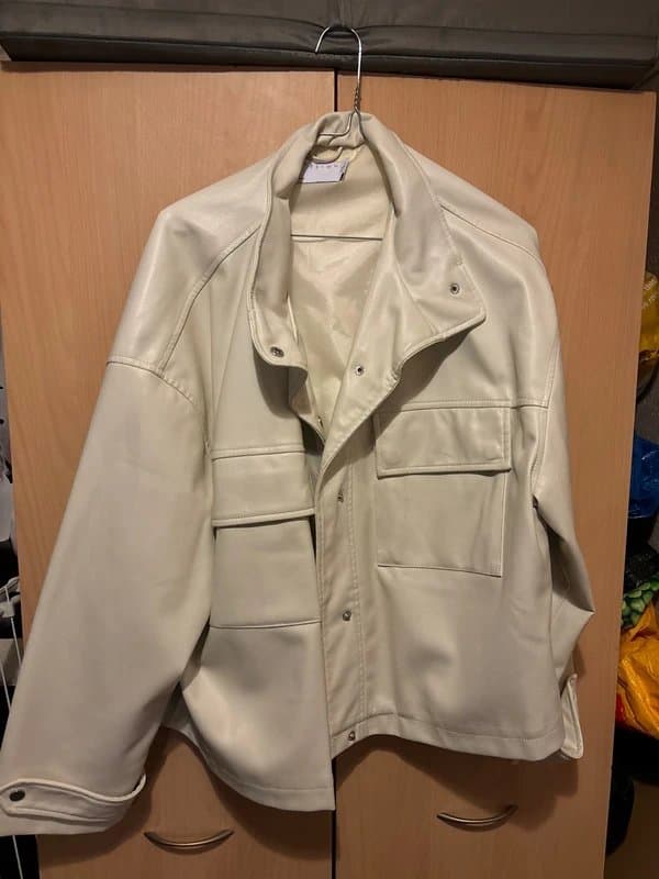 ASOS Design asos white leather jacket