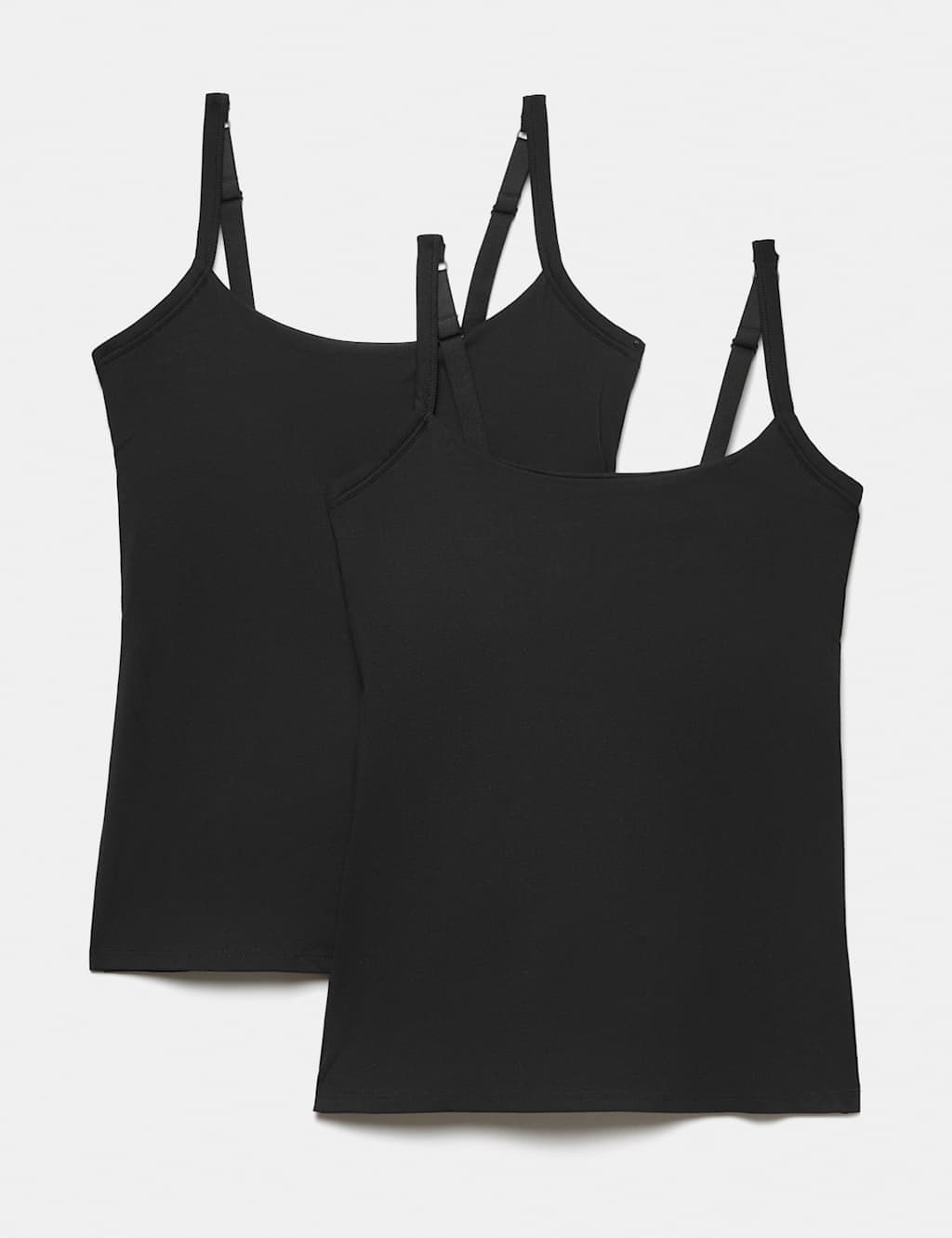 Marks & Spencer M&S 2 Pack Cotton Rich Secret Support Vests F+ Black