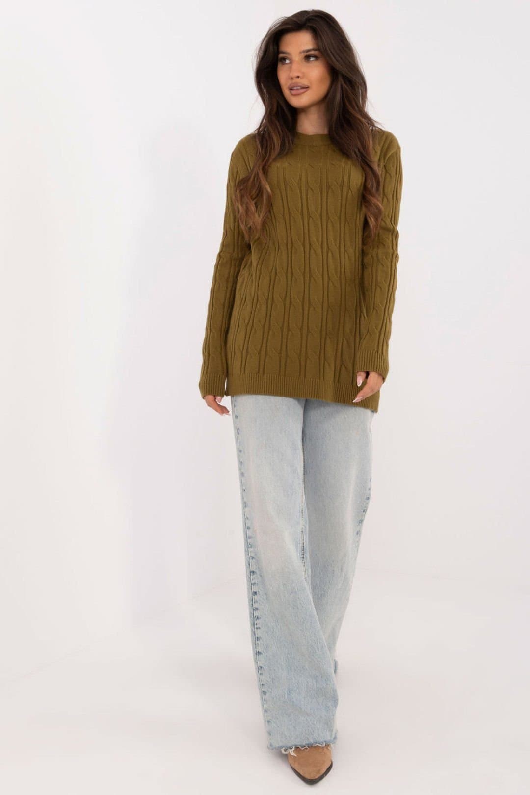 Love Lace Love Lace Women's Textured Viscose Nylon PBT Casual Sweater Style 199536 in Green
