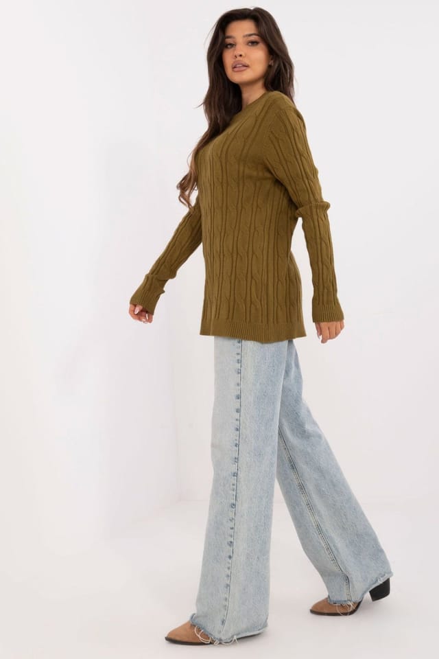 Love Lace Love Lace Women's Textured Viscose Nylon PBT Casual Sweater Style 199536 in Green - 2