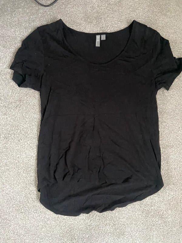ASOS ASOS Black Scoop Neck Curved Hem T-Shirt Size 10/12