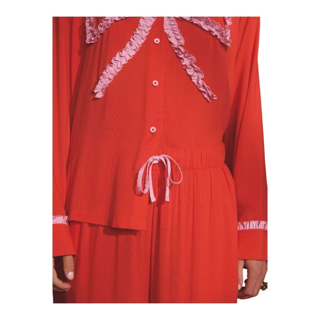 Cath Kidston Cath Kidston Women's Bow Viscose Long-Sleeved Pyjama Set in Red - 2