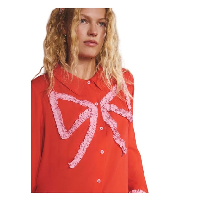 Cath Kidston Cath Kidston Women's Bow Viscose Long-Sleeved Pyjama Set in Red - 3