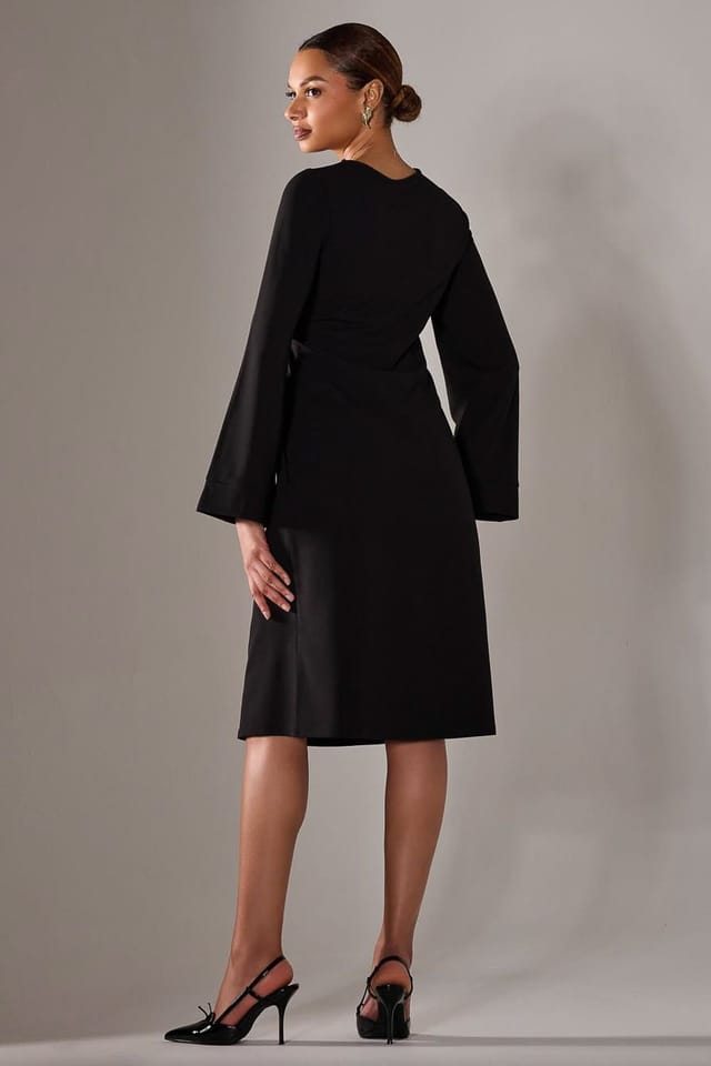 Jolie Moi Jolie Moi Women's Midi A Line Dress in Black - 2