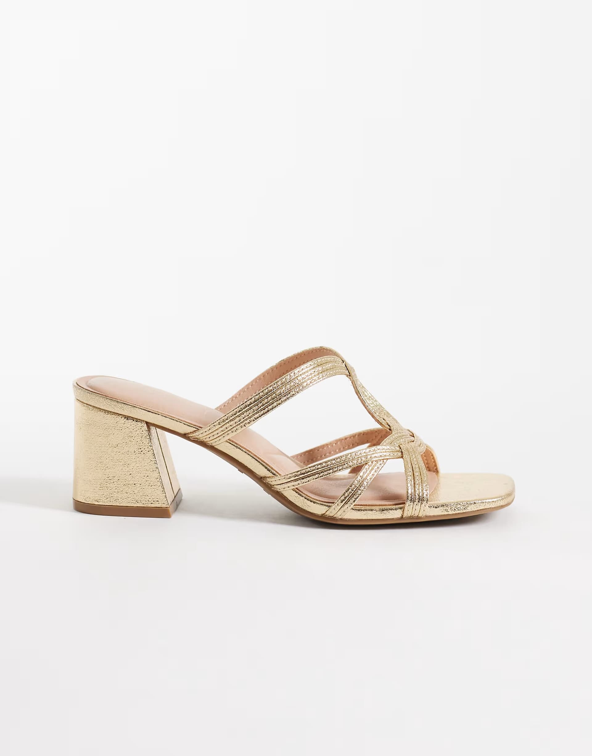 ASOS ASOS Gold Metallic Block Heeled Mules