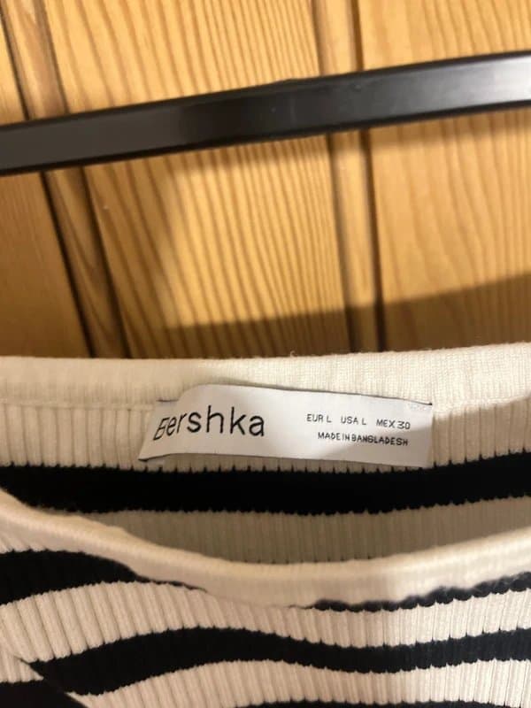 Bershka Bershka long black and white stripe dress