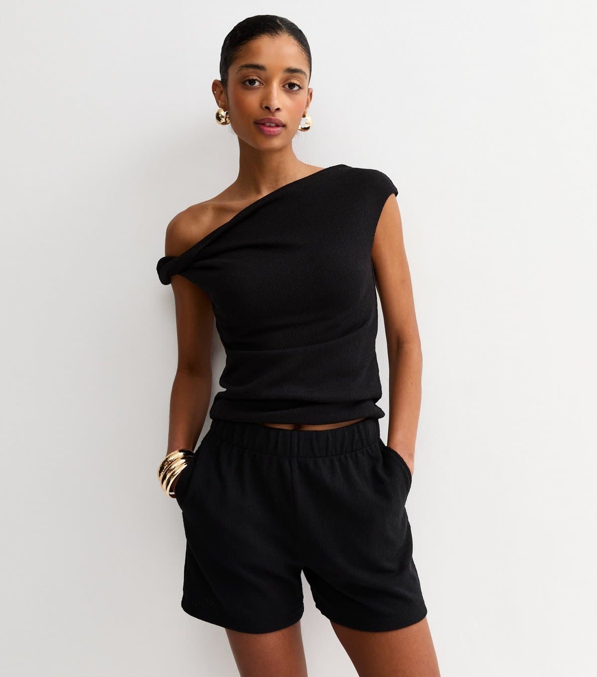 New Look Women's Black Textured Shorts New Look