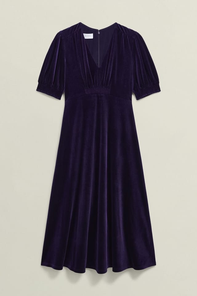 Hobbs London Hobbs London Women's Dormer Velvet Midi Dress in Aubergine - 2