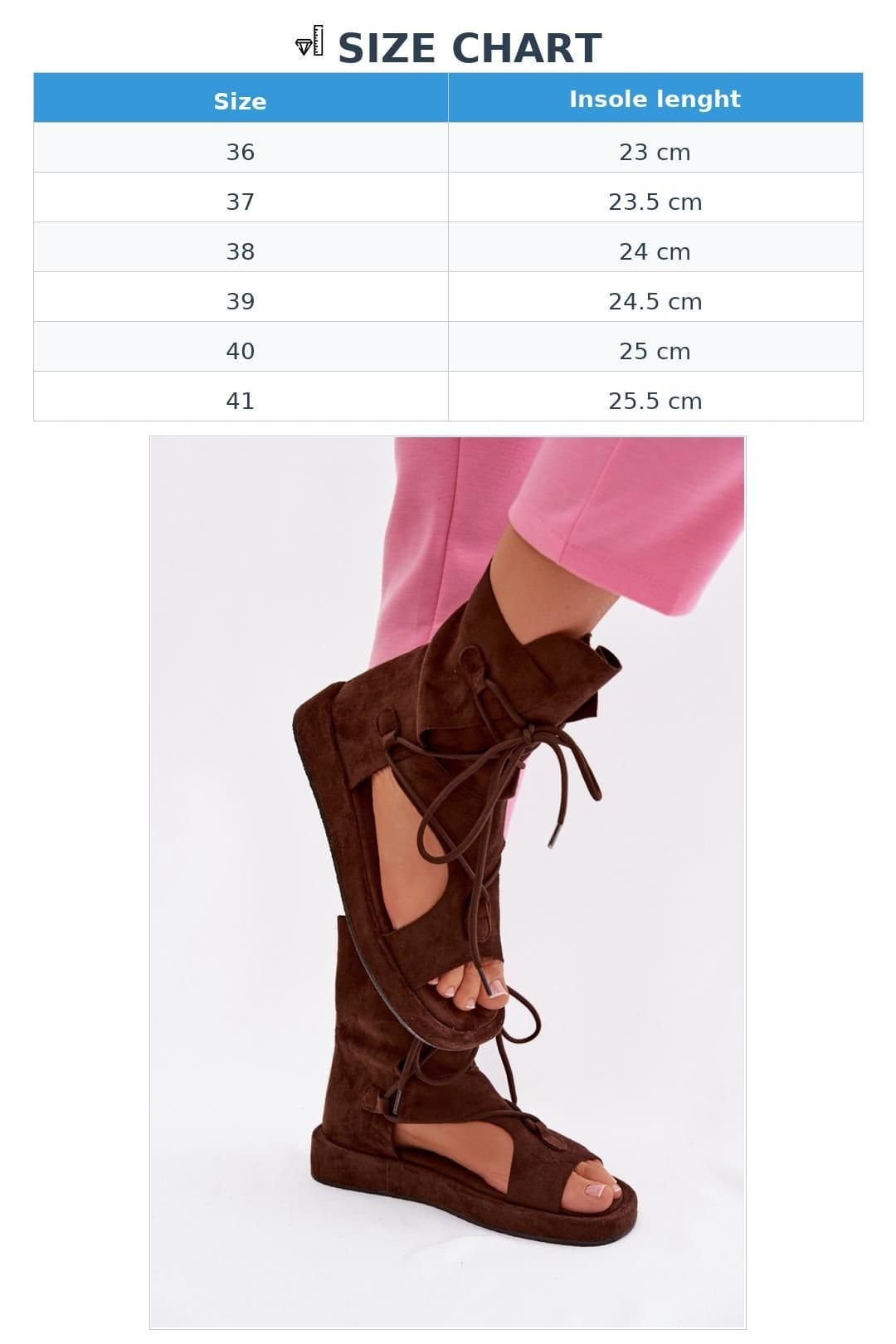 Love Lace Love Lace Women's Stylish High Upper Sandals with Front Lacing & Zip Closure in Brown - 4