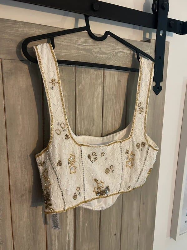 ASOS ASOS Celestial Embellished Sequin White Top - Size 12 - RRP £52