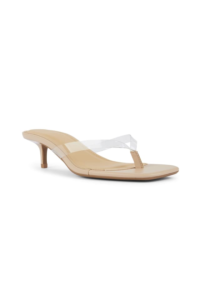 Truffle Collection Truffle Collection Women's Heeled Mules Slip On Polyurethane Kitten Heel Summer Shoes in Nude - 3