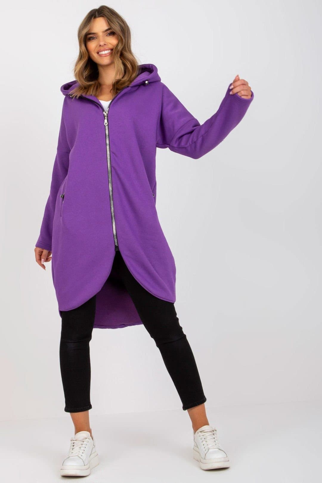 Love Lace Love Lace Women's Extended Cut Zipper Hood Sweatshirt in Violet