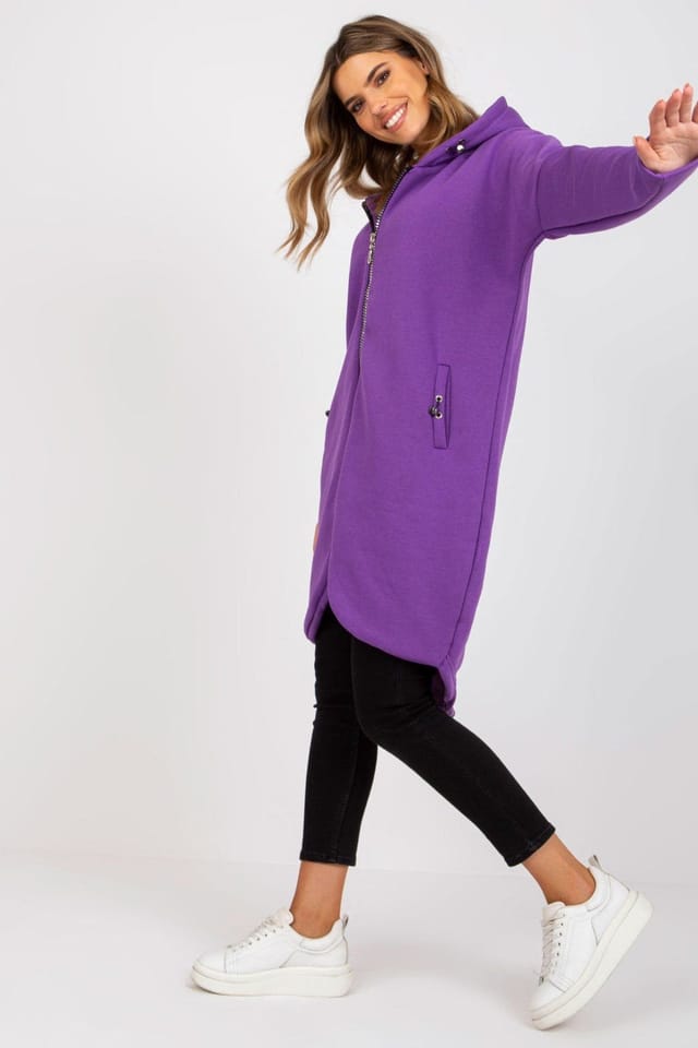 Love Lace Love Lace Women's Extended Cut Zipper Hood Sweatshirt in Violet - 3