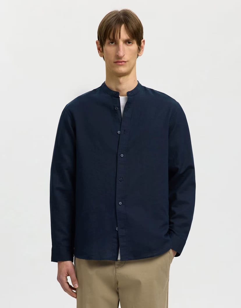ASOS Selected Long sleeved shirt in sky captain - 1