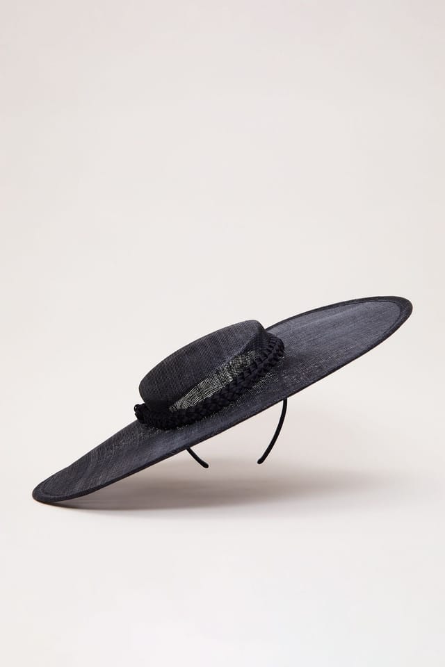 Phase Eight Phase Eight Women's Wide Brim Boater Fascinator in Dark Navy - 2