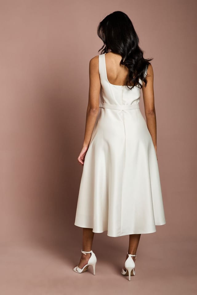 Coast Coast Women's Petite Belted Twill Midi Dress in Champagne - 3