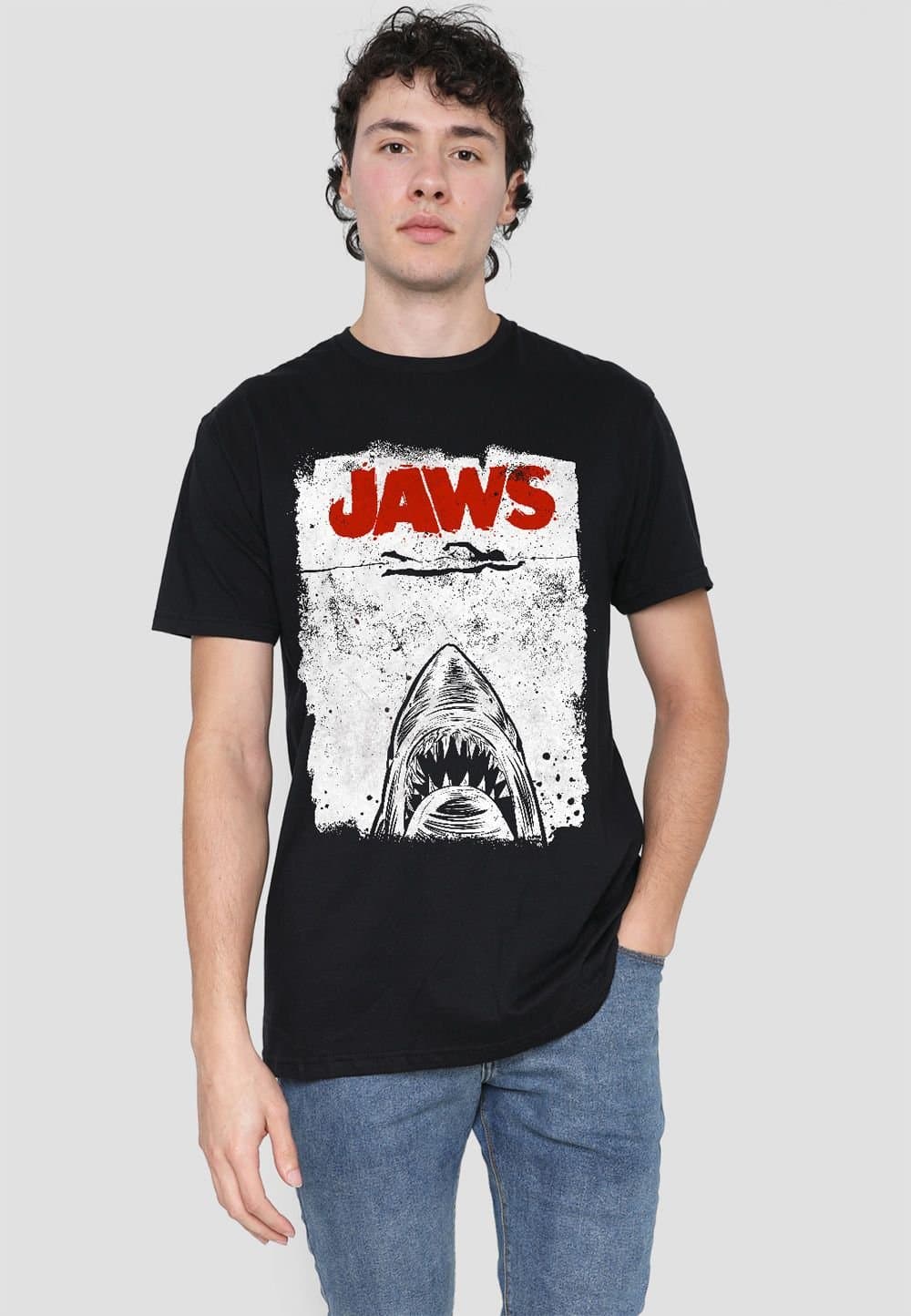 Universal Universal Men's Jaws Amity Island Ink Block T-Shirt, Black