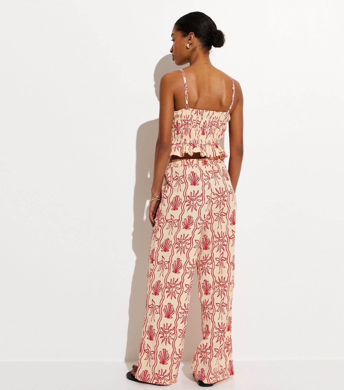 New Look Women's Red Sun Print Wide Leg Beach Trousers New Look - 4