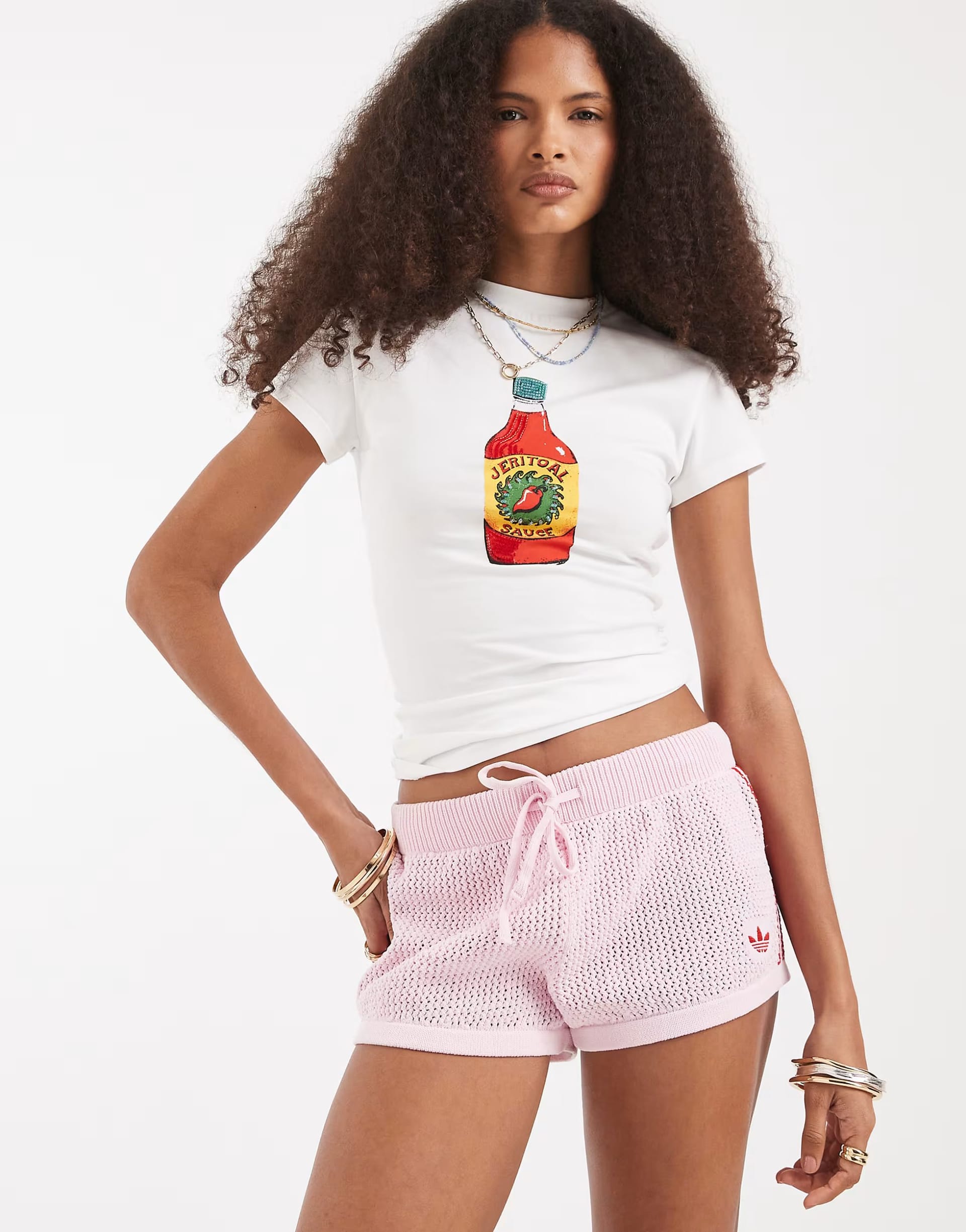ASOS DESIGN White Beaded Hot Sauce Graphic Tee