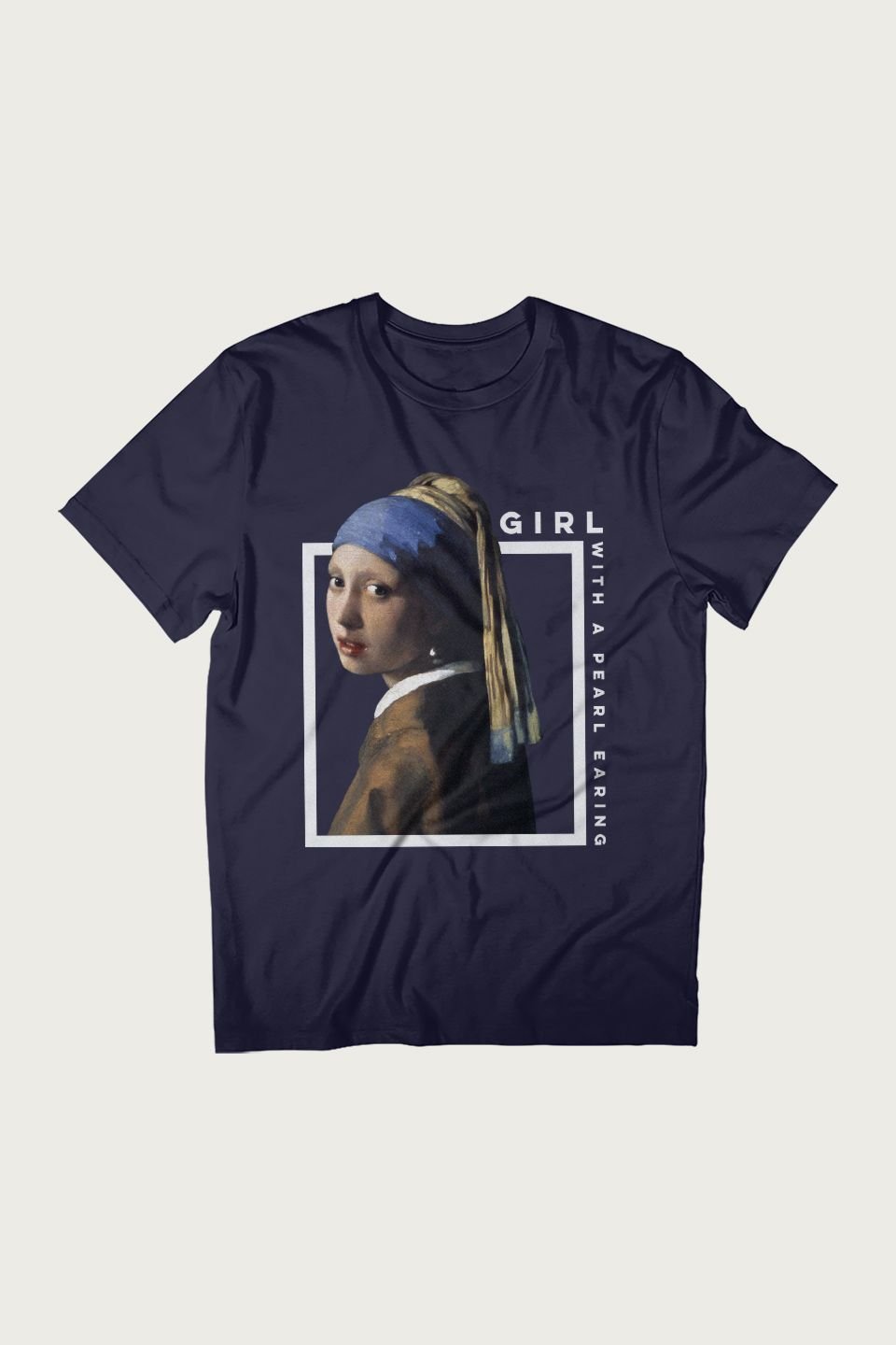 Coto7 Coto7 Men's Girl With a Pearl Earing Vermeer Classic Paintings T-Shirt in Navy - 2