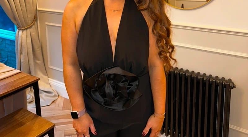 ASOS ASOS luxe black halter neck jumpsuit