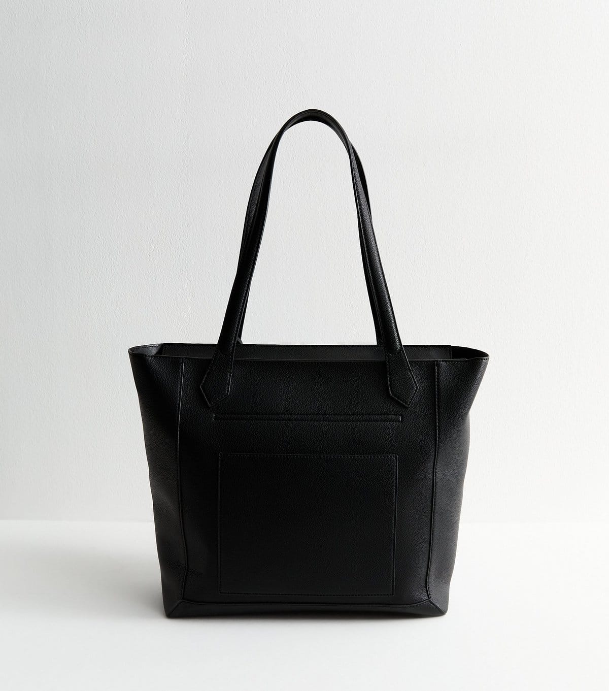 Unknown Black Faux Leather and Suede Lock Charm Tote Bag Vegan New Look - 4