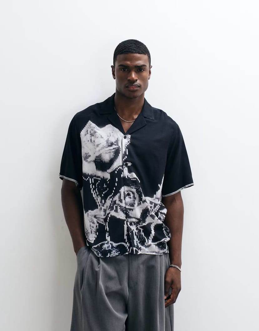 ASOS Vertere Berlin morph viscose shirt in black and white - 1