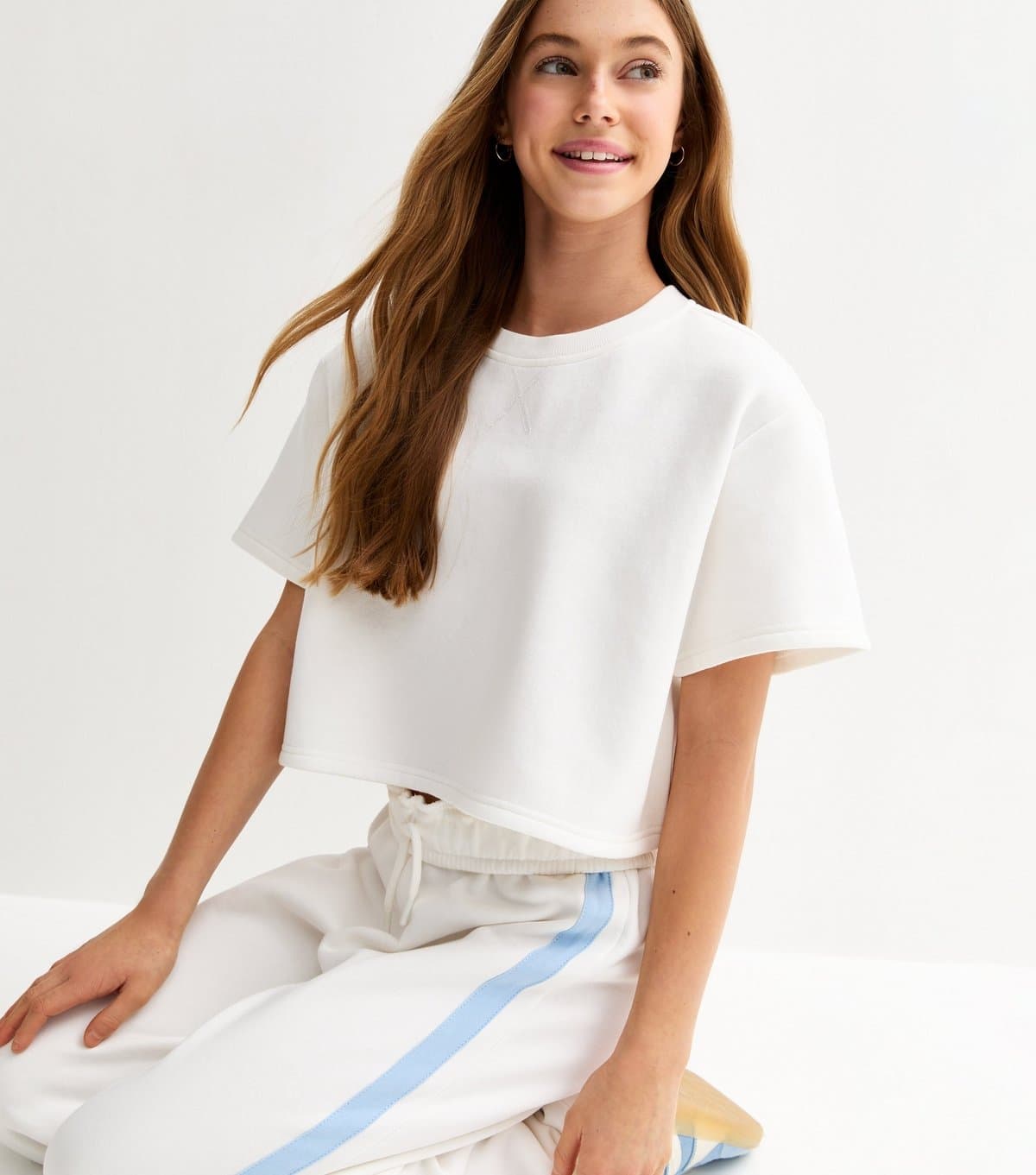 New Look New Look Off White Cropped Sweatshirt Top