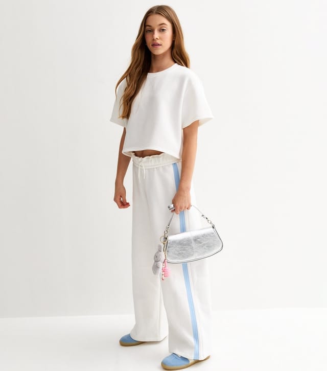 New Look Girls' Off White Short Sleeve Sweatshirt Top New Look - 3