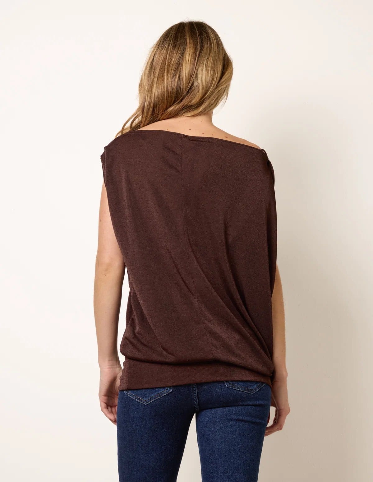 Blue Vanilla Deep Band Slinky Oversize Tunic Top - 4