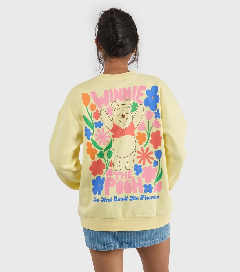 Skinnydip Women's Custard Light Yellow Disney Winnie The Pooh Print Sweatshirt Skinnydip New Look - 1