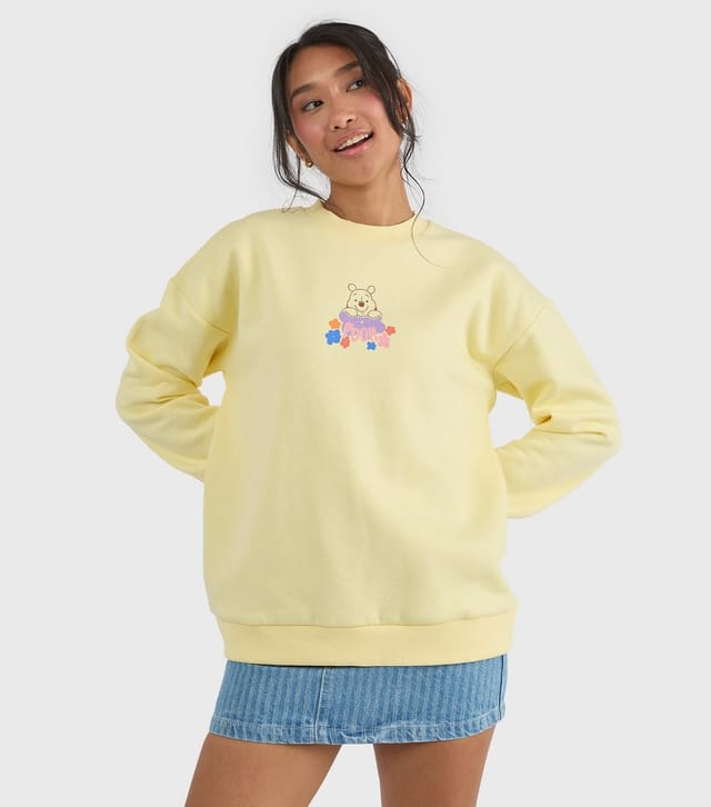 Skinnydip Women's Custard Light Yellow Disney Winnie The Pooh Print Sweatshirt Skinnydip New Look - 2