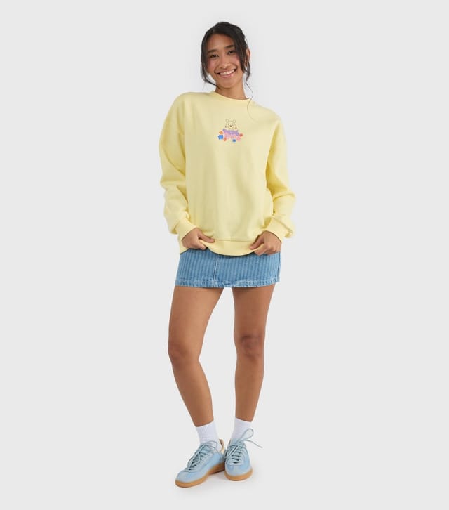 Skinnydip Women's Custard Light Yellow Disney Winnie The Pooh Print Sweatshirt Skinnydip New Look - 3