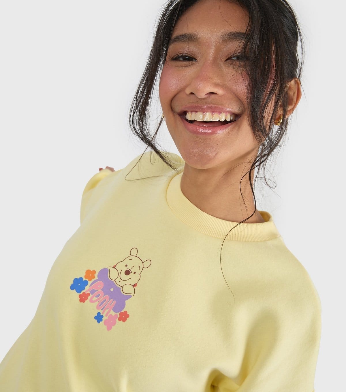 Skinnydip Women's Custard Light Yellow Disney Winnie The Pooh Print Sweatshirt Skinnydip New Look - 4