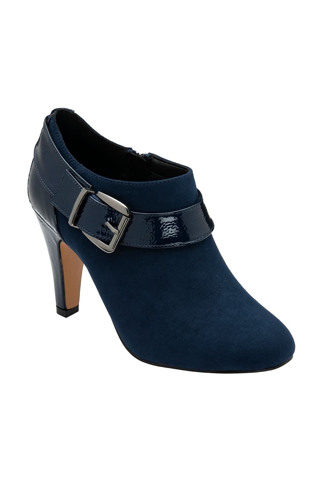 Lotus Lotus Navy Imi-Suede Patent Stiletto-Heel Shoe-Boots