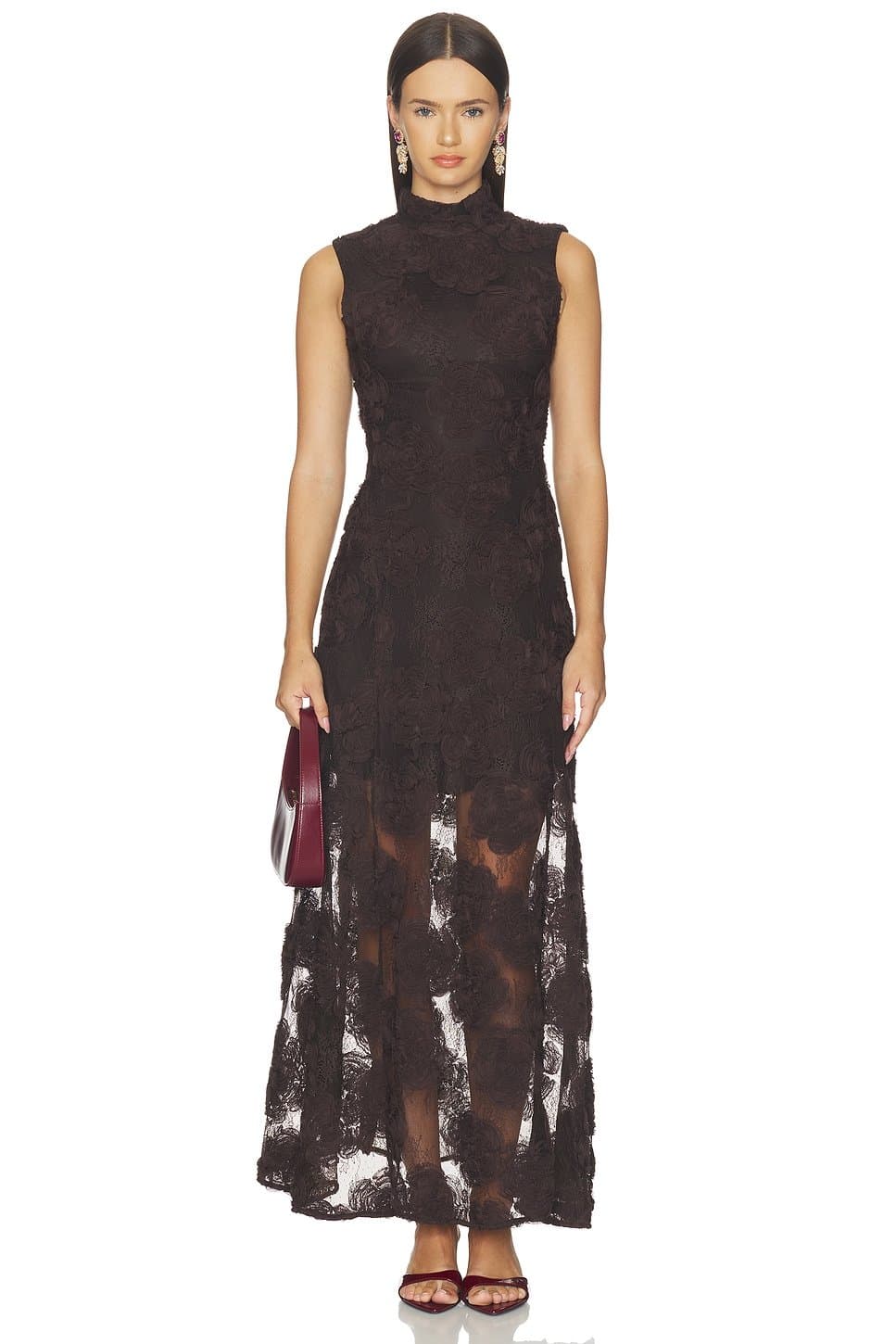 revolve 3d Flower Maxi Dress in Mol�
