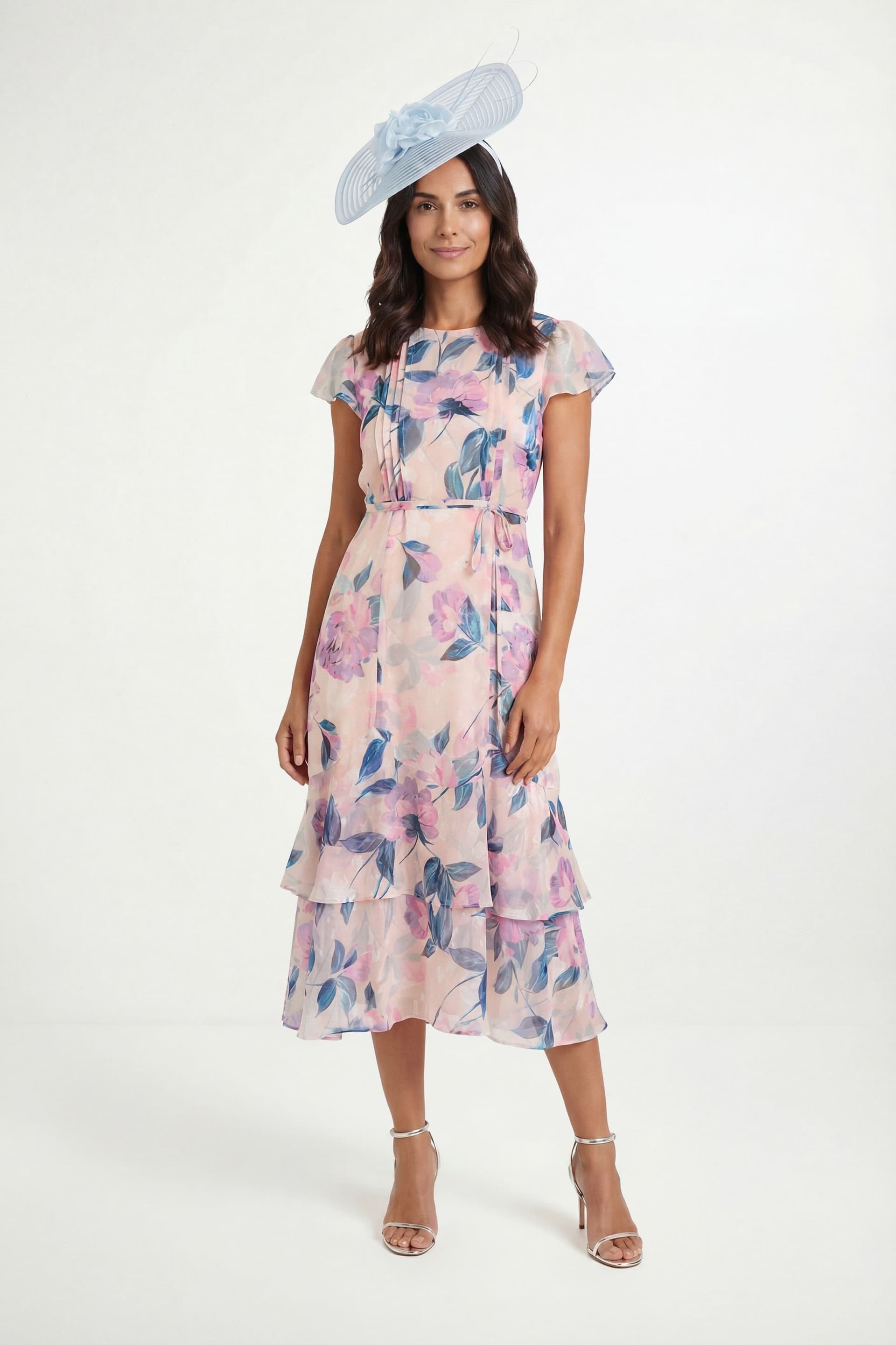 Wallis Wallis Women's Petite Floral Burn Out Pintuck Midi Dress in Ivory