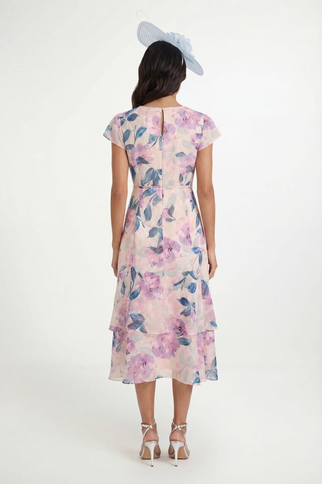 Wallis Wallis Women's Petite Floral Burn Out Pintuck Midi Dress in Ivory - 2