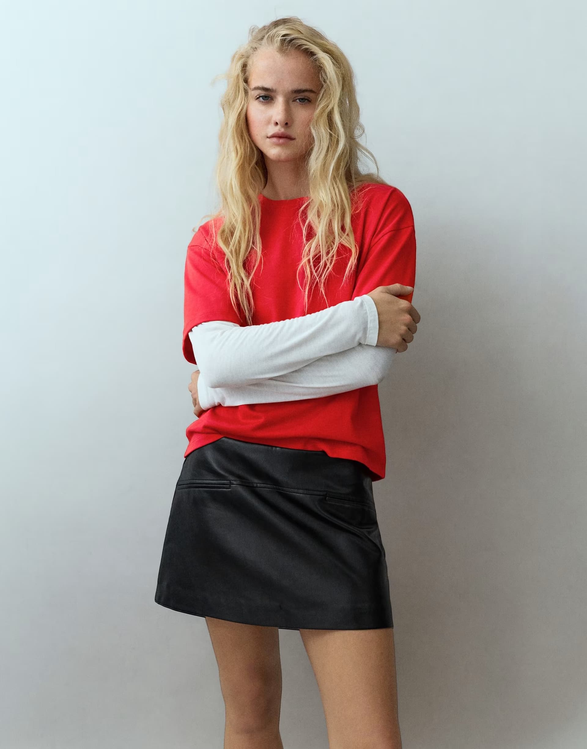 ASOS Pull&Bear Leather effect mini skirt in black