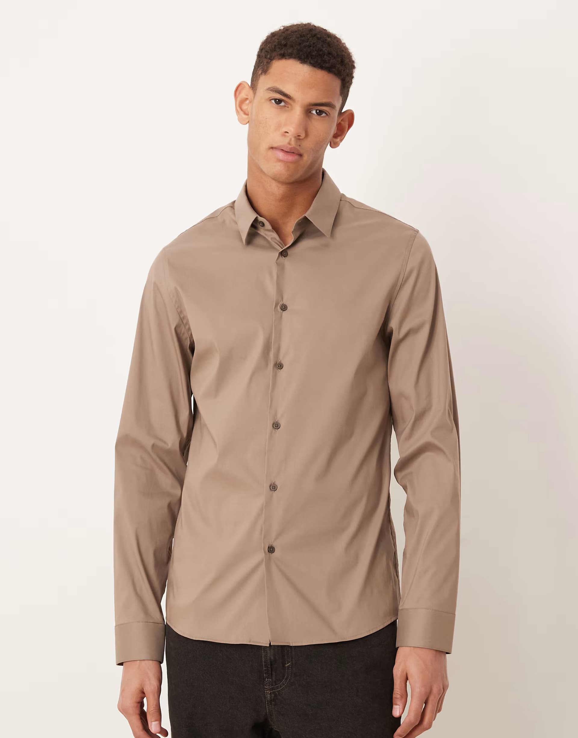 ASOS ASOS Mushroom Cotton Mix Shirt
