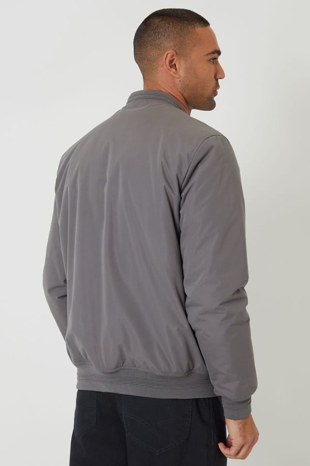 Threadbare Threadbare Men's Padded Bomber Jacket in Dark Grey - 2