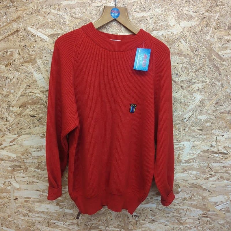 Valentino Valentino Mens Jumper Vintage 80s Knit 100% Wool Red Beachwear Made In Italy XL