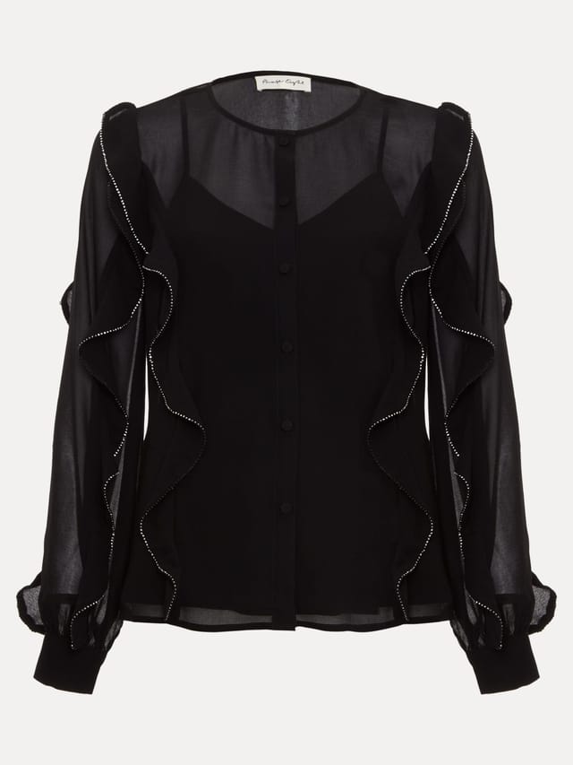 Phase Eight Phase Eight Women's Cordelia Ruffle-Trim Blouse in Black - 2