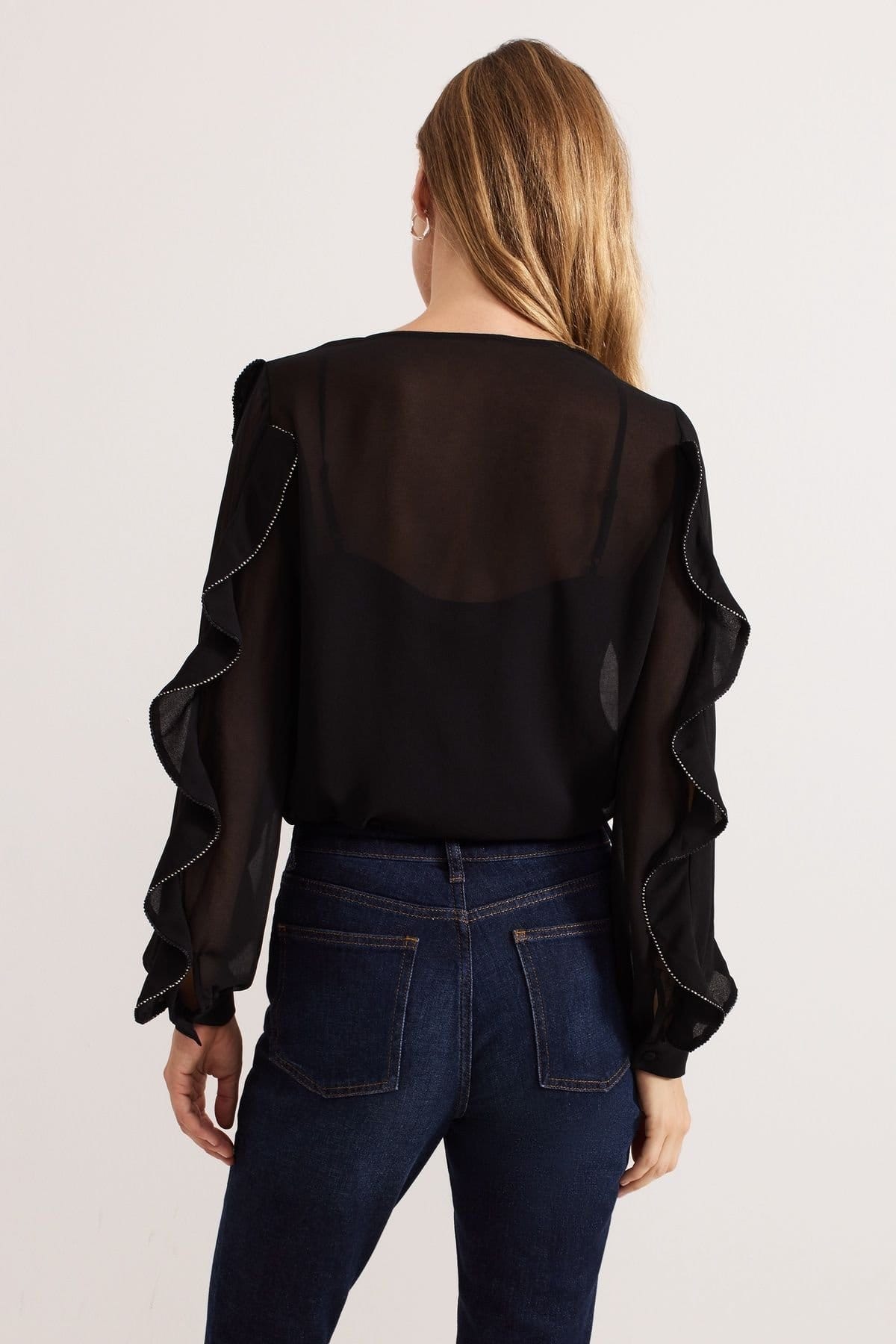 Phase Eight Phase Eight Women's Cordelia Ruffle-Trim Blouse in Black - 4