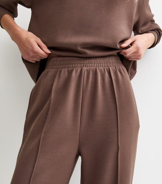 New Look Women's Tall Premium Brown Jersey Wide Leg Joggers New Look - 3